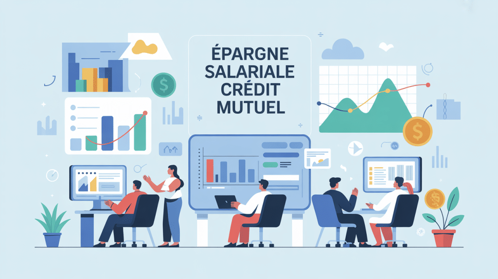 épargne salariale crédit mutuel mon compte illustration employés et graphiques