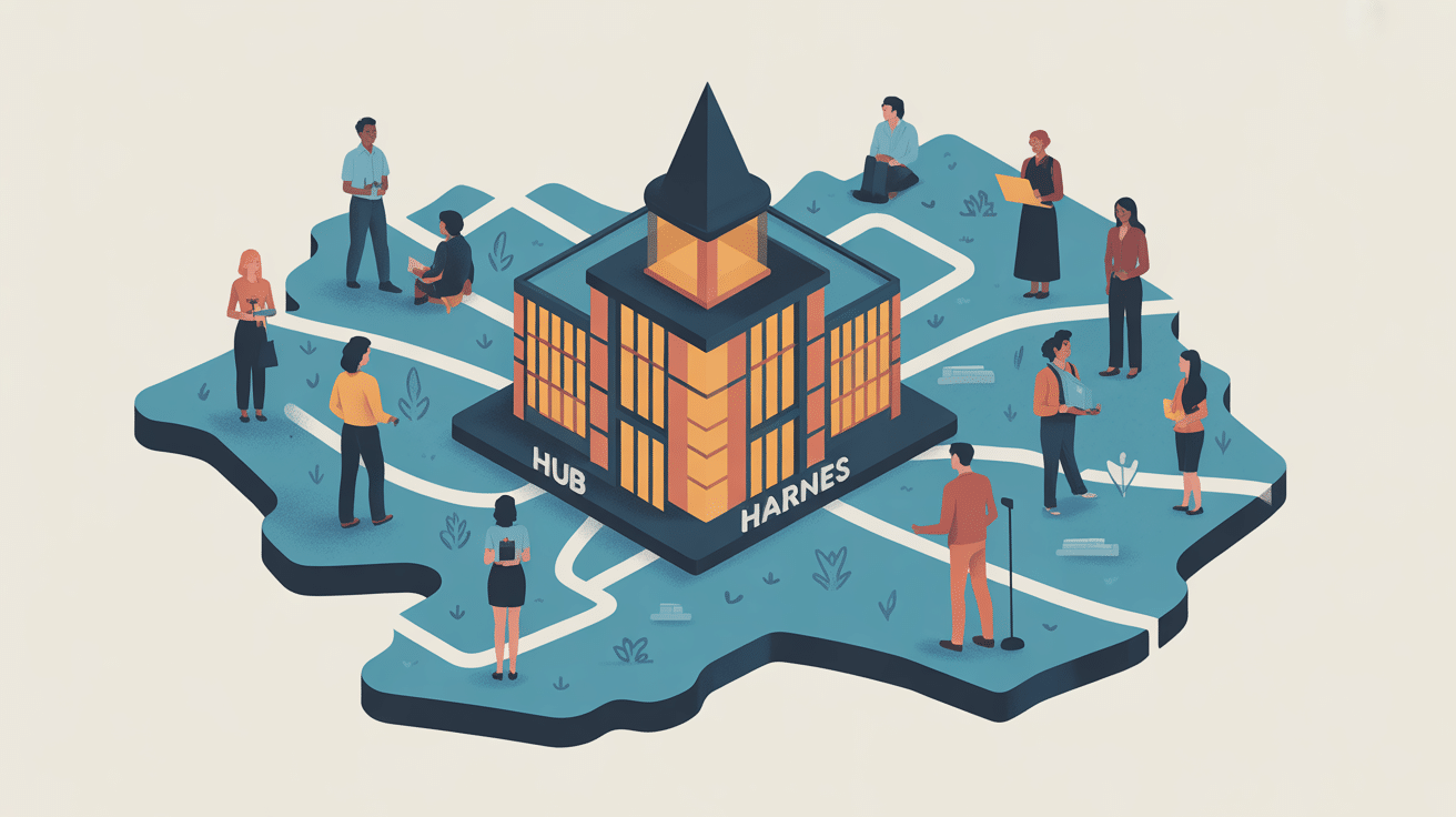 hub harnes illustration centrale plateforme services emploi