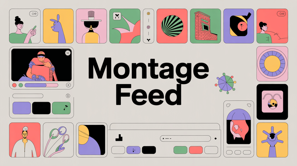 illustration montage feed réseaux sociaux moderne