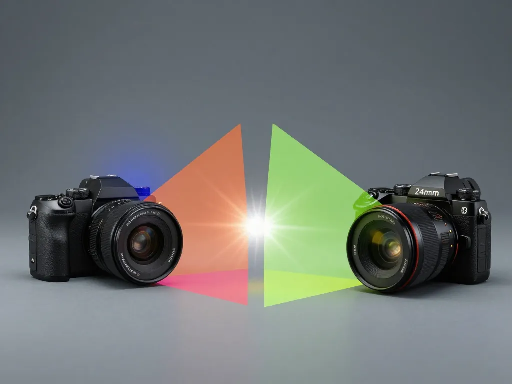 diagramme champ vision 12mm f 1.2 mft vs plein format
