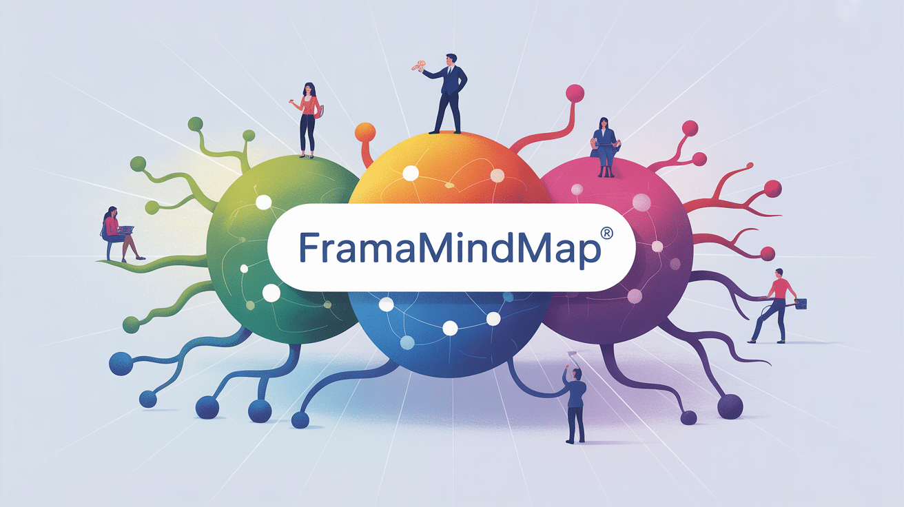 Carte mentale numérique Framamindmap avec bulles connectées