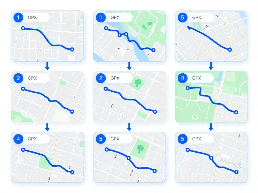 schéma étapes gpx google map visualiser