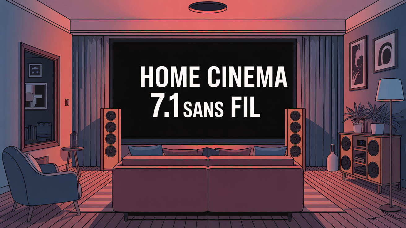 illustration home cinema 7.1 sans fil déco salon moderne