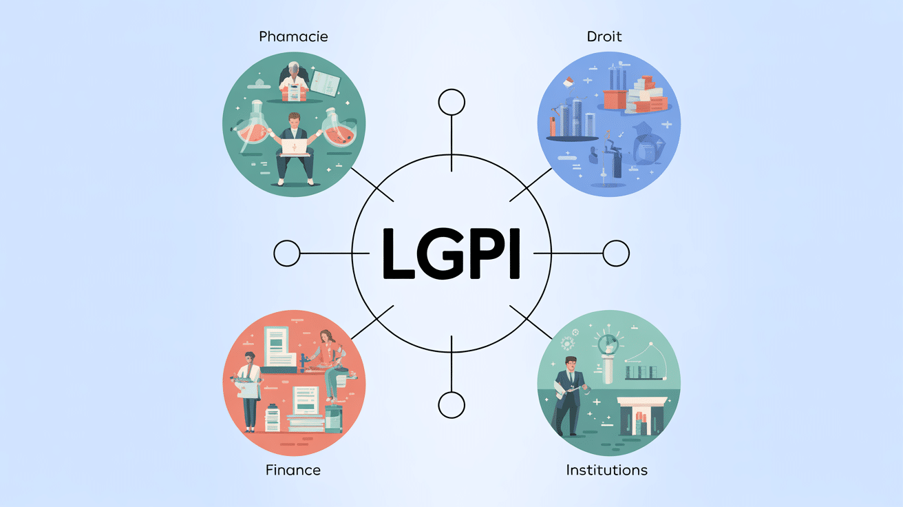 illustration usages lgpi dans secteurs pharmacie finance droit