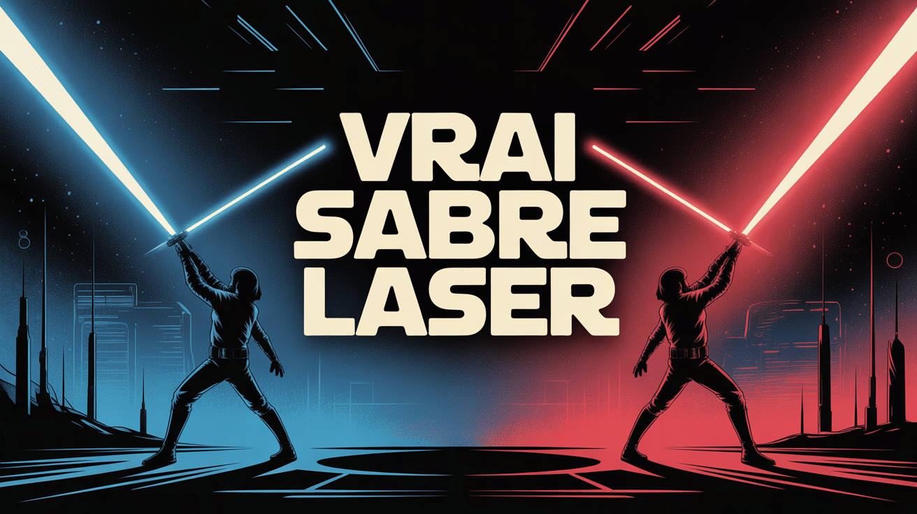 Illustration centrale vrai sabre laser Star Wars côté lumineux obscur