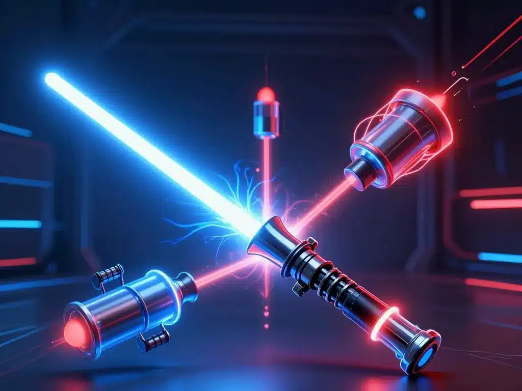 Schéma conceptuel vrai sabre laser plasma énergie